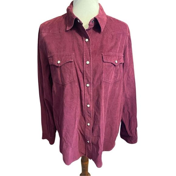 Universal Thread Women’s Corduroy Long Sleeve Button Down Burgundy Shirt Size XX - Picture 12 of 12
